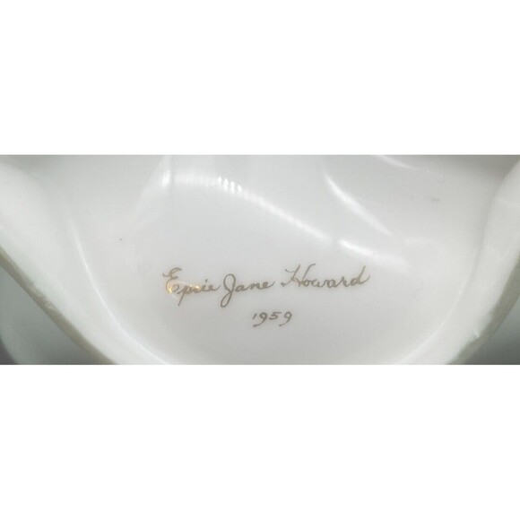 VTG Porcelain Floral Divided Candy Nut Dish 1959 Signed RARE - Picture 6 of 6